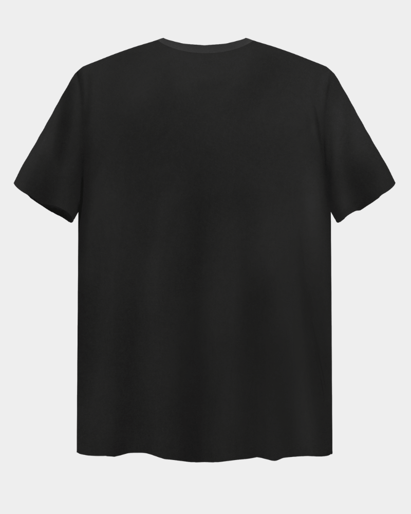 Black blank back view of GOAT graphic tee by Gully Projekt in plain style