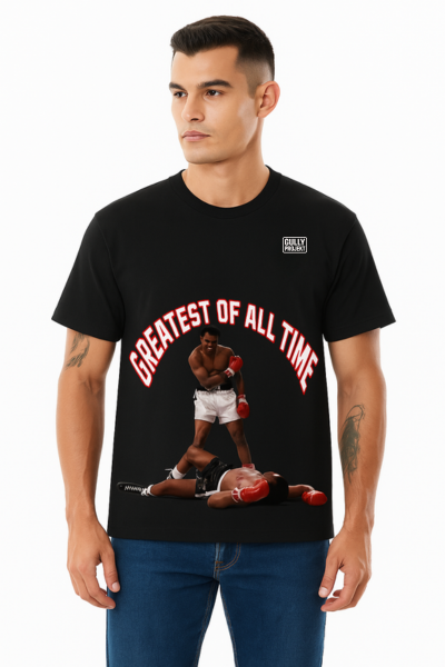 Gully Projekt GOAT graphic tee black t-shirt with Greatest of All Time boxing design