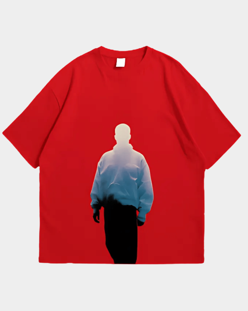 Gully Projekt premium street style oversized tee in red with artistic silhouette graphic on front